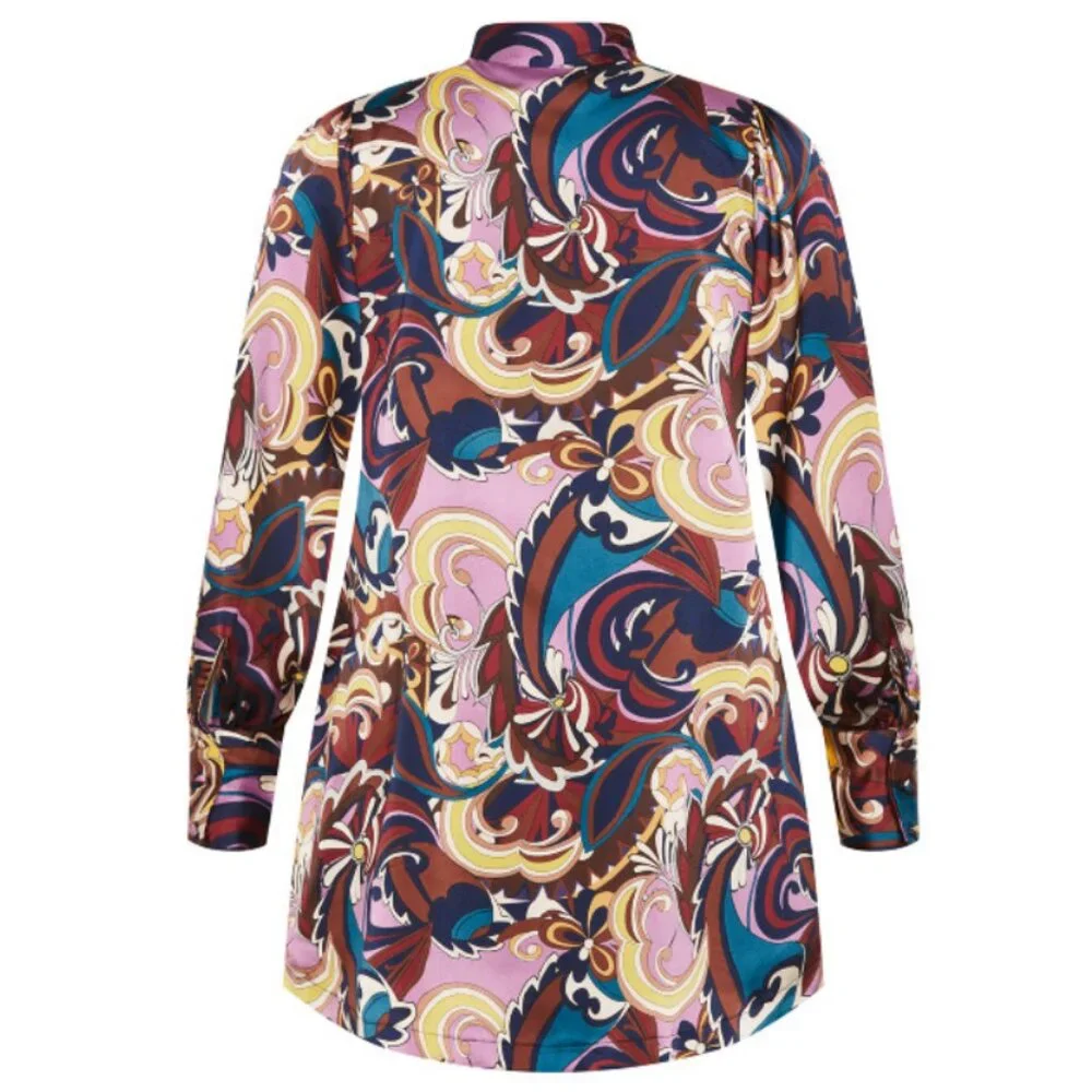 NWT City Chic Retro Long Sleeve Tie Neck Shirt Dress 20